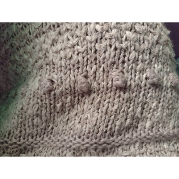 Vintage 80s Evan Picone Linen Silk Blend Hand Knit Sweater Size S Bobbles Beige - Picture 2 of 6